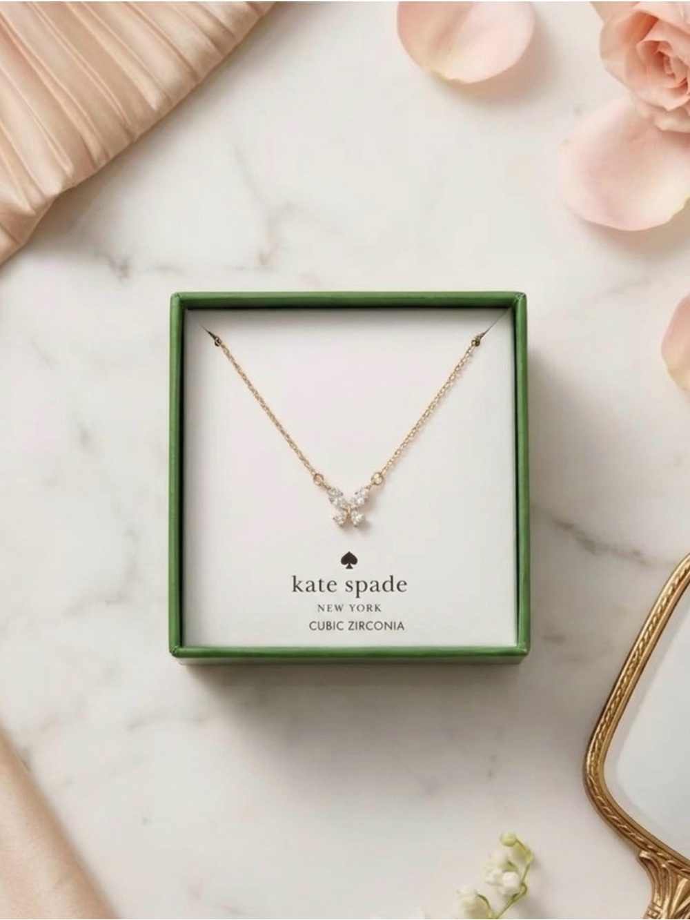 kate spade Gold Butterfly Necklace with Clear Crystals - Picture 2 of 3